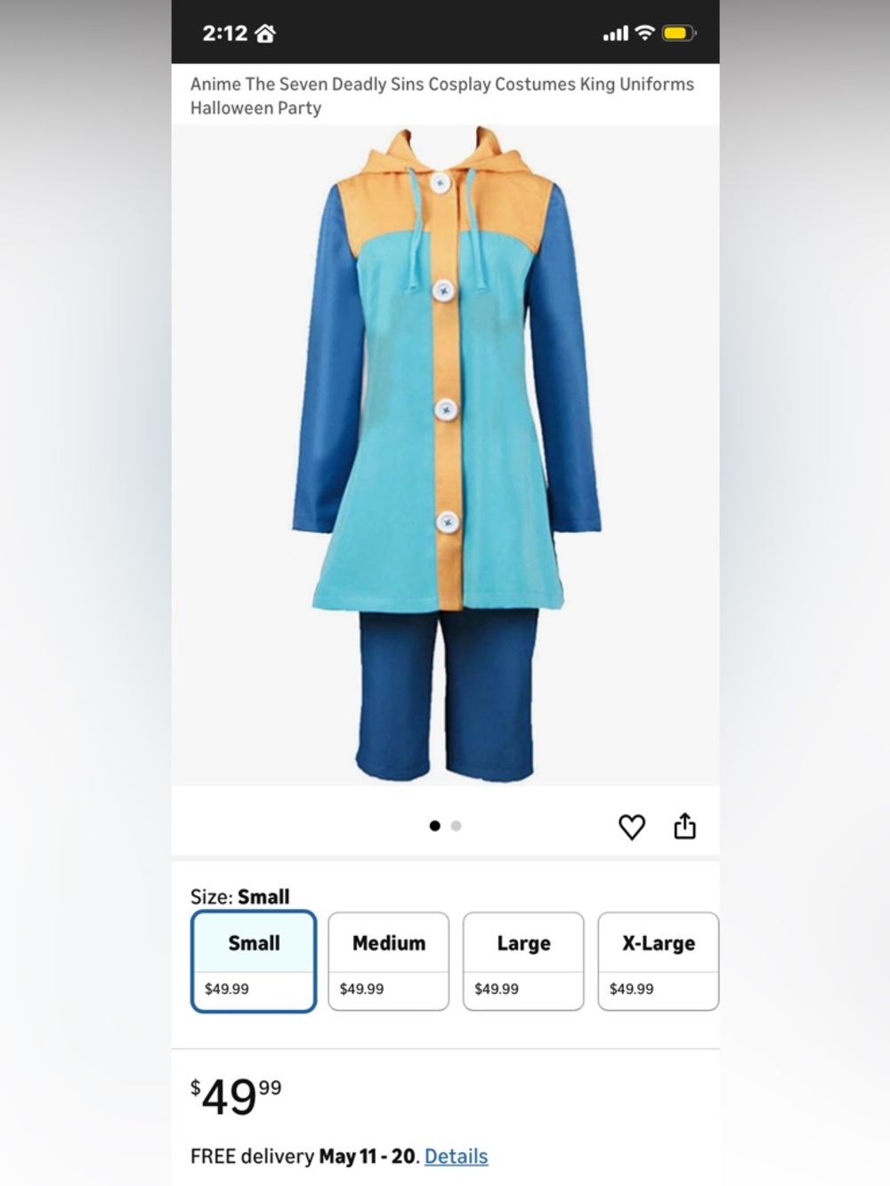 The Seven Deadly Sins Women’s Hooded Cosplay Tunic Set in Teal and Orange